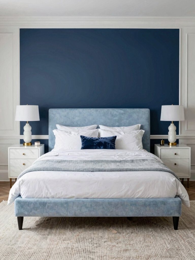 blue and white bedrooms
