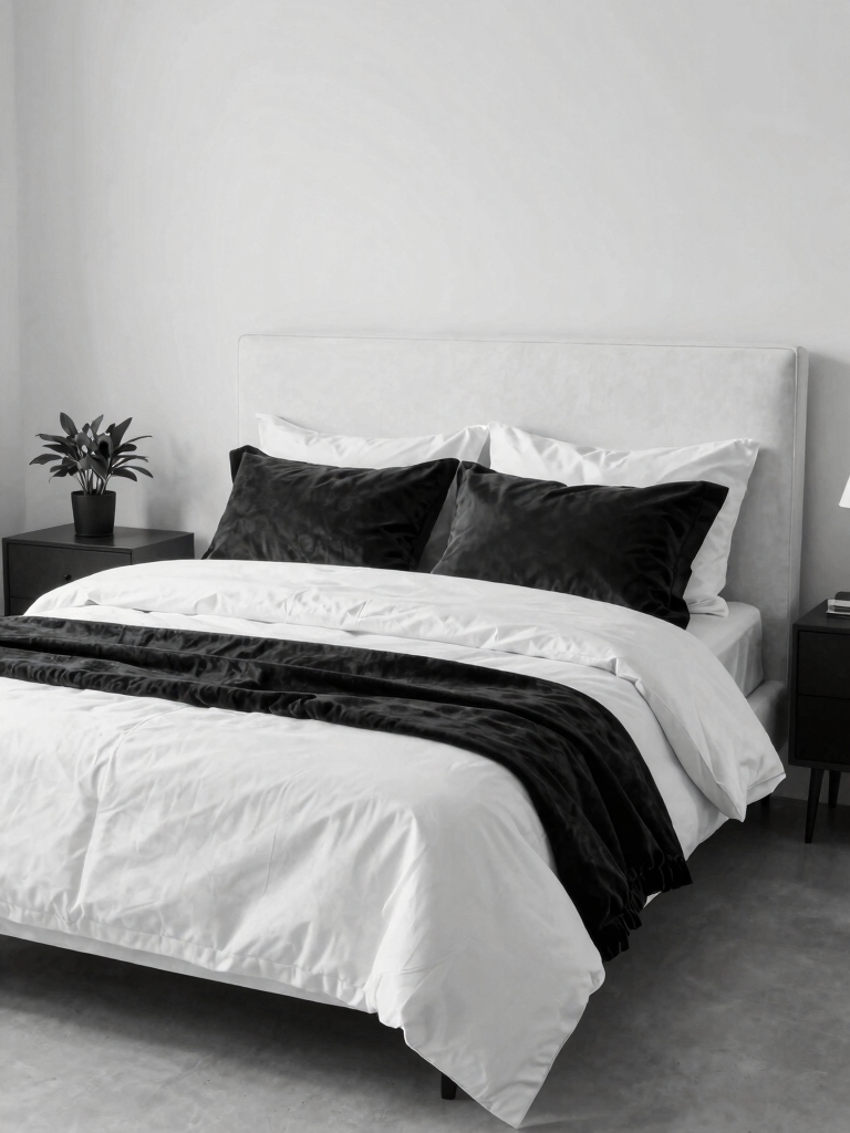 bold black and white bedding