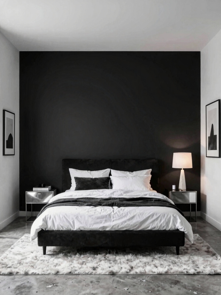 bold black walls enhance intimacy