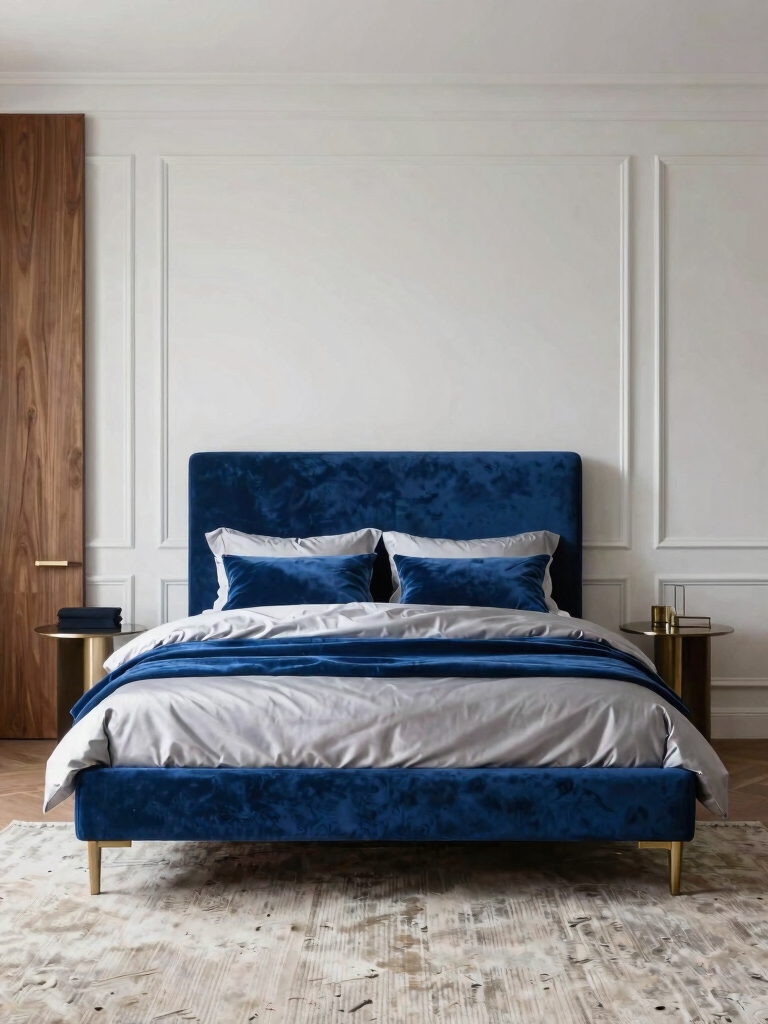 bold blue bed statement
