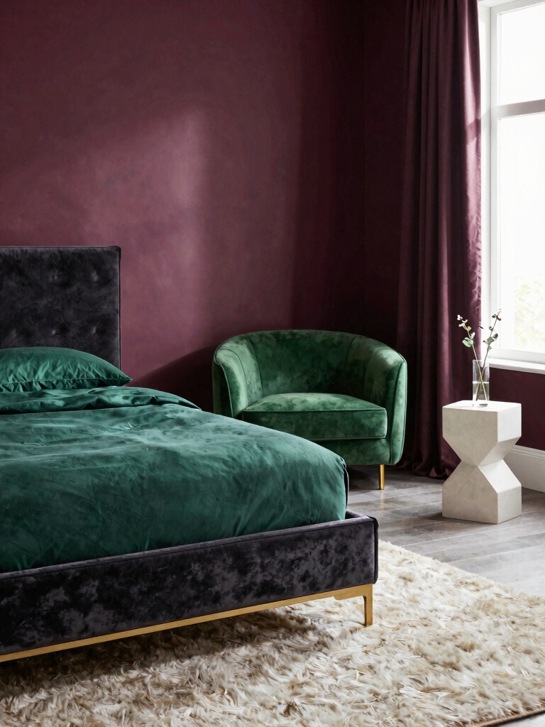 bold plum and chartreuse accents