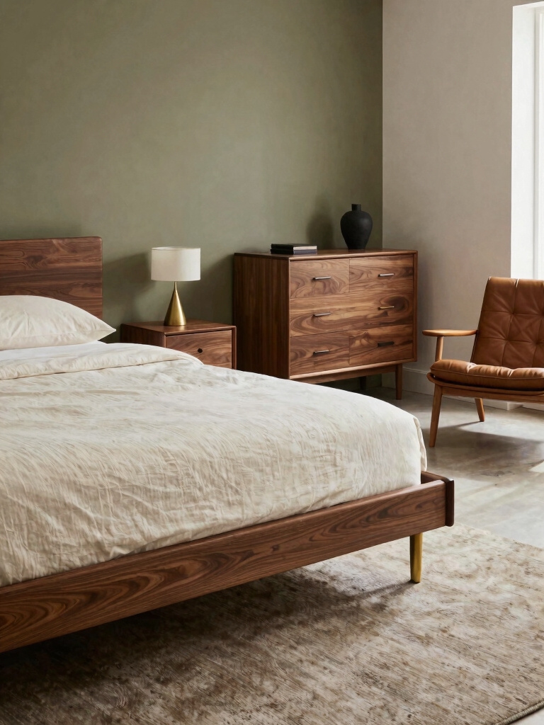 calm practical mcm bedroom