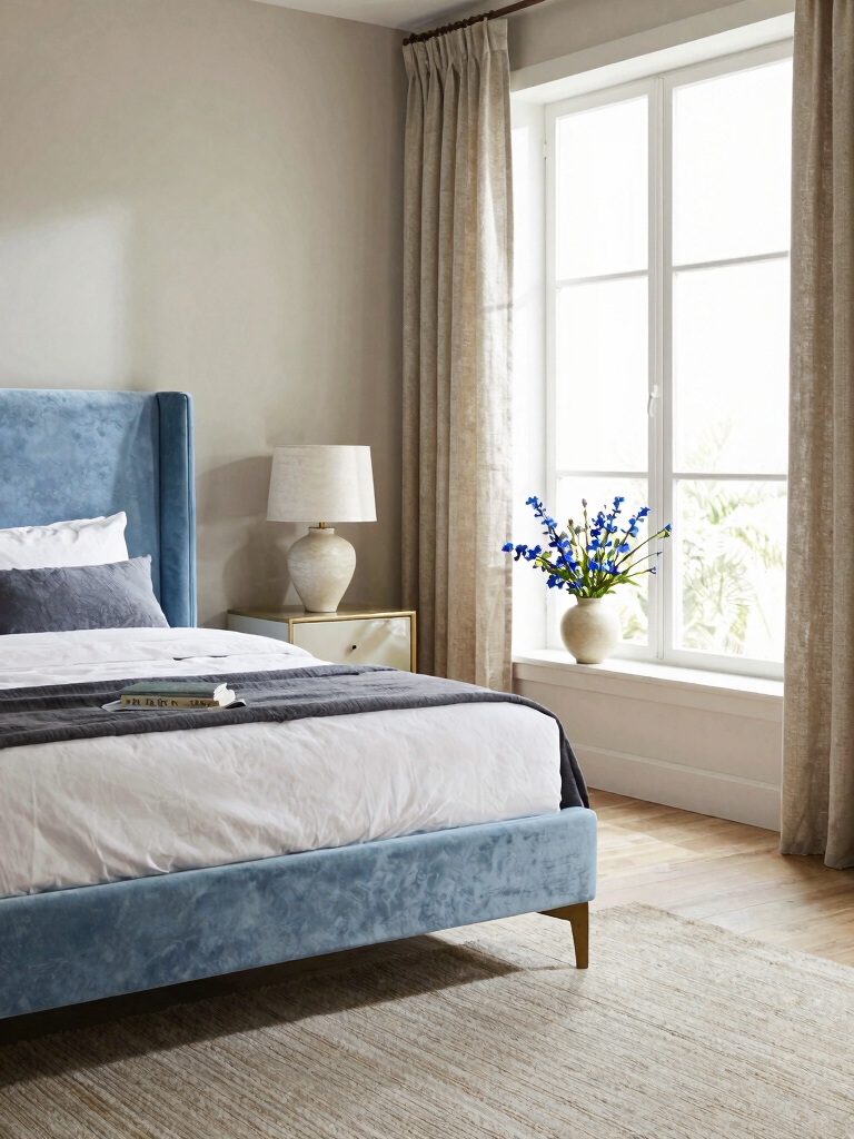 calming neutrals with blues