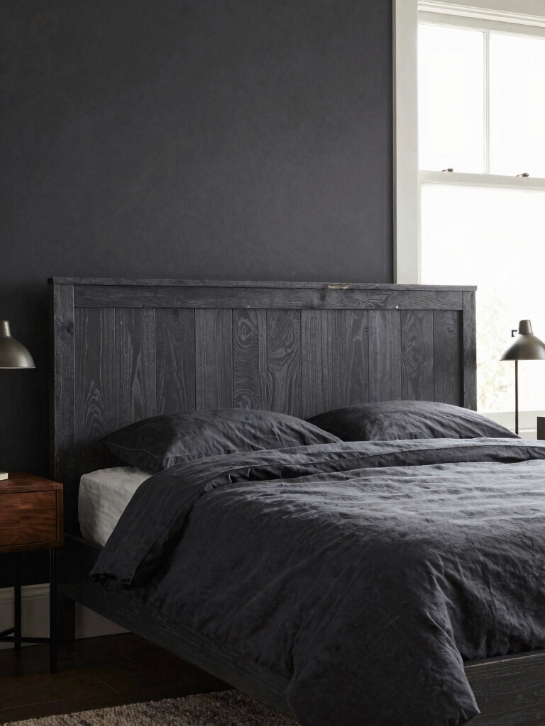 charcoal tinted budget headboard diy