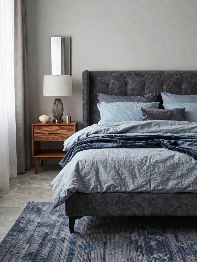 chic grey and blue bedrooms