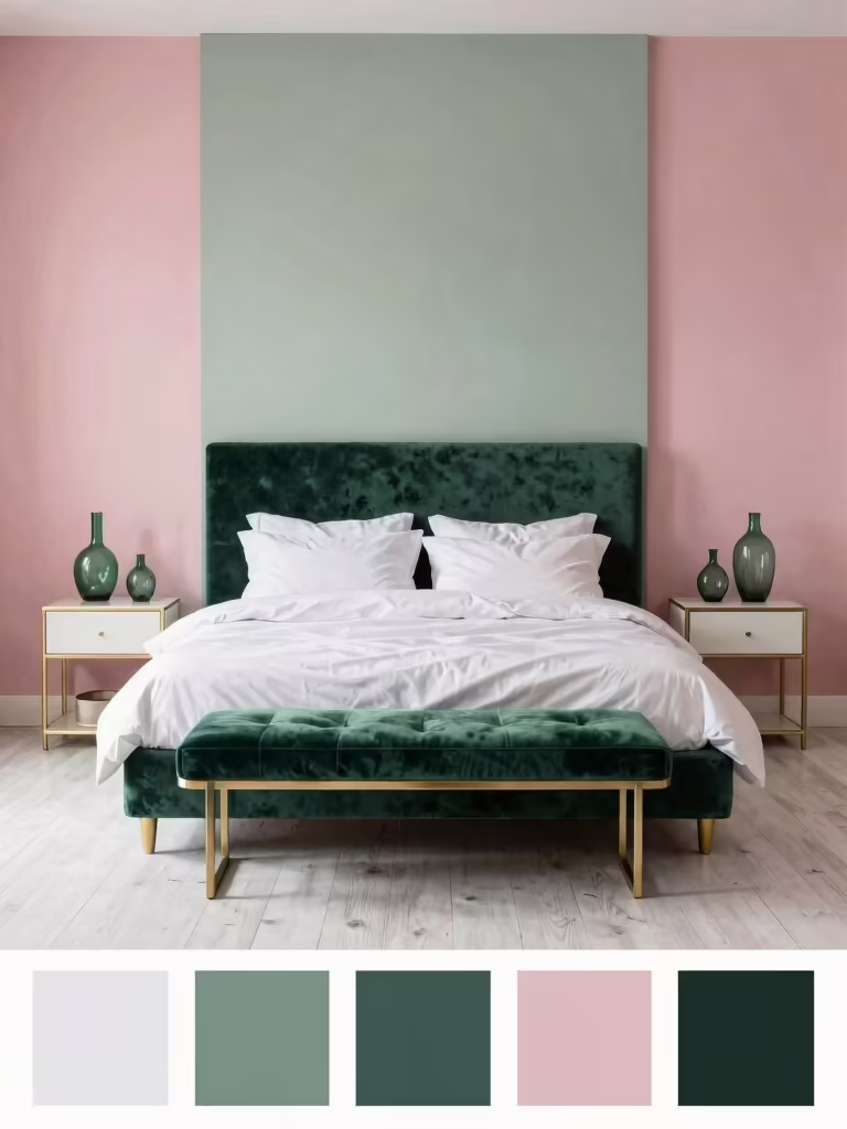chic pink and green decor