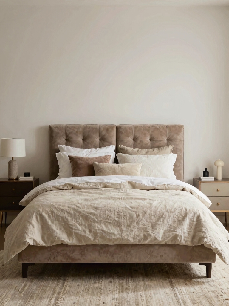 cozy bed with layered textures