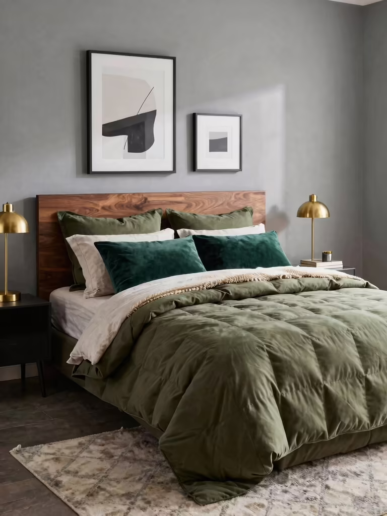 cozy green bedroom inspiration