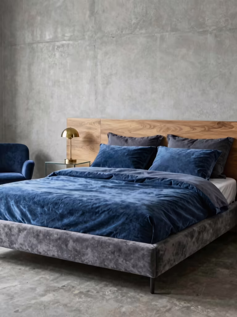 cozy grey and blue decor