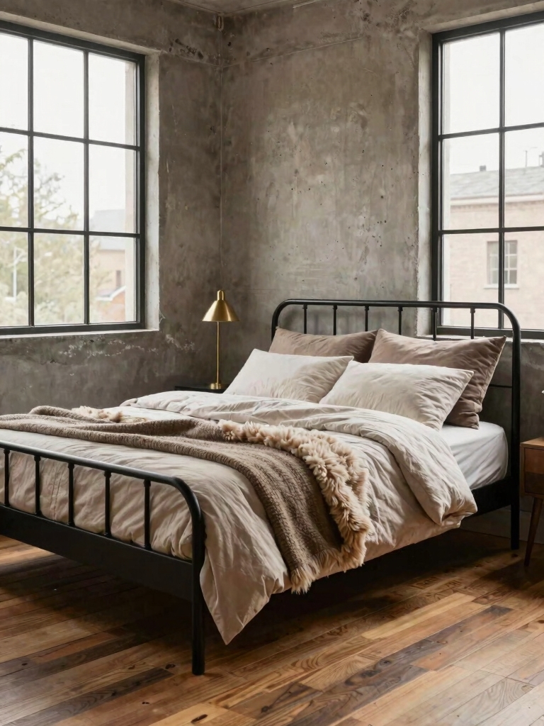 cozy industrial metal bedframes