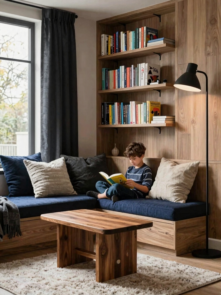 cozy kids reading nook