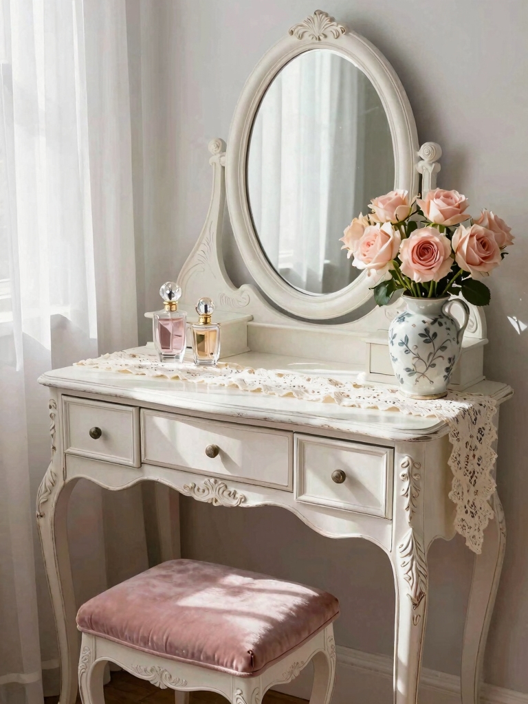 cozy vintage vanity decor