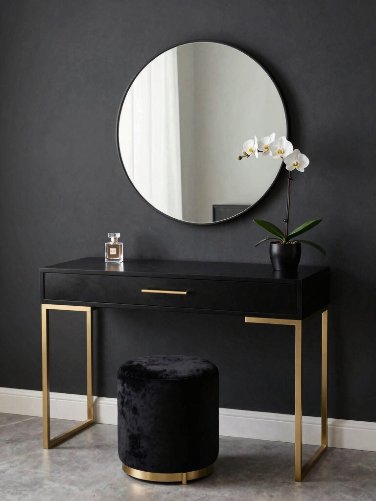 elegant black bedroom vanity