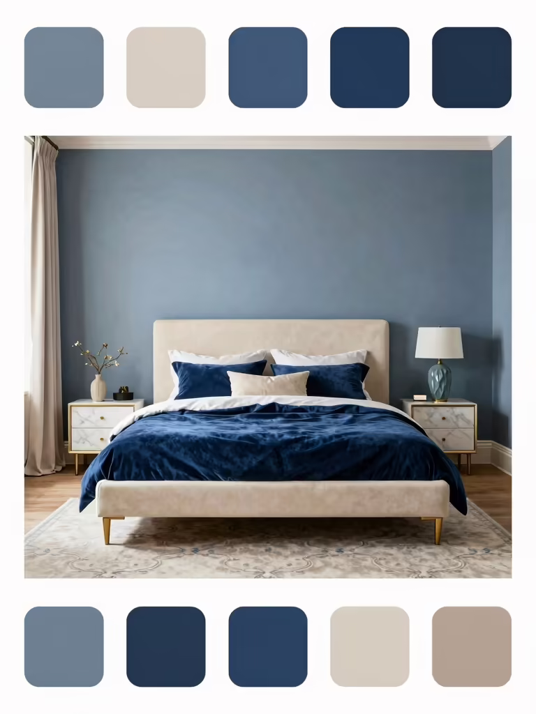 elegant blue cream bedrooms