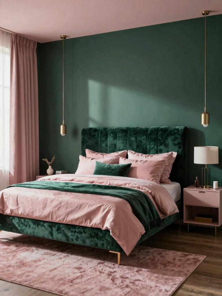emerald walls blush accents