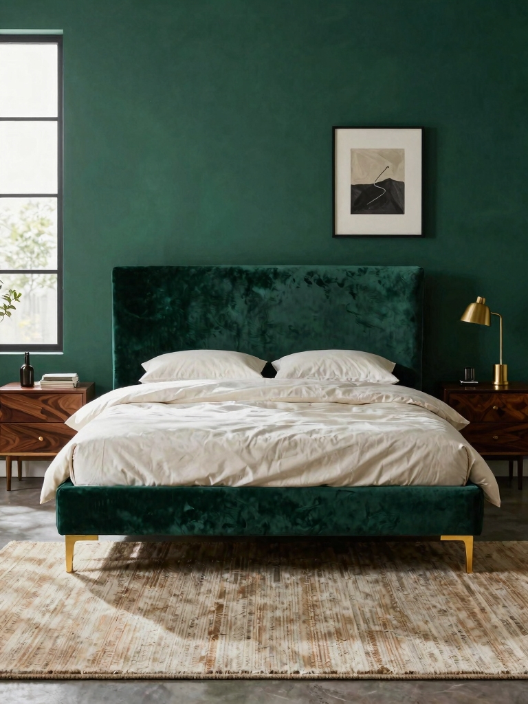 emerald walls with neutrals