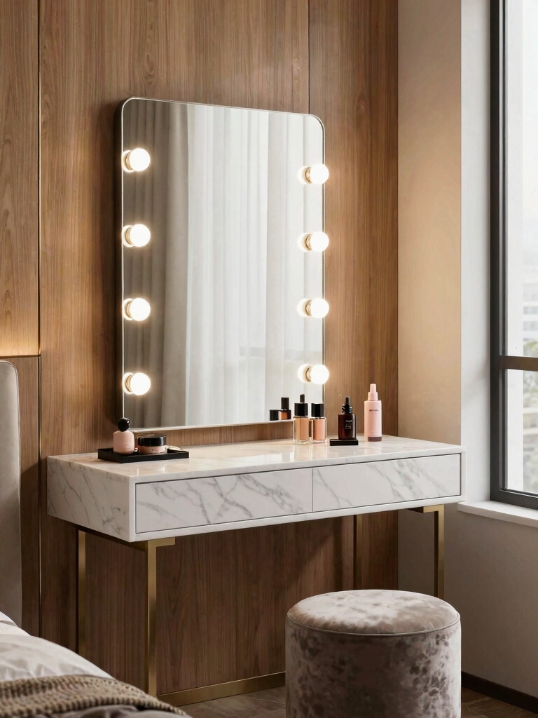 flattering layered vanity lighting