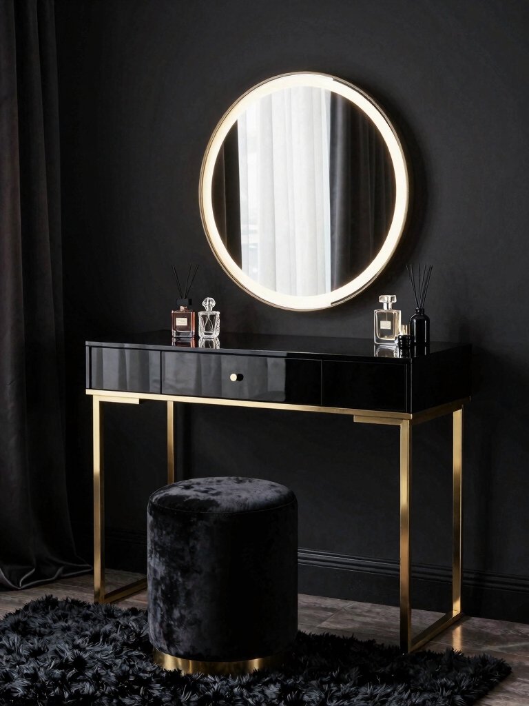 glamorous black wall styling