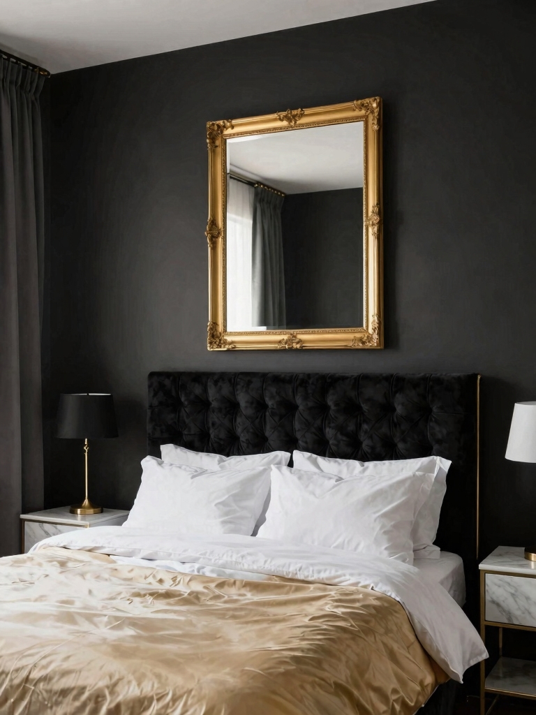 glamorous black white gold
