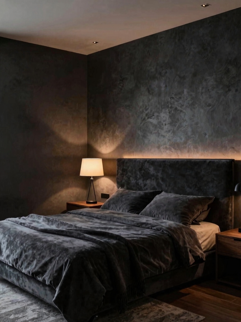 intentional layered bedroom lighting