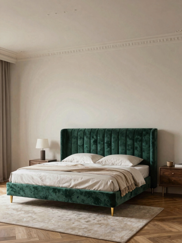 luxe emerald velvet headboard