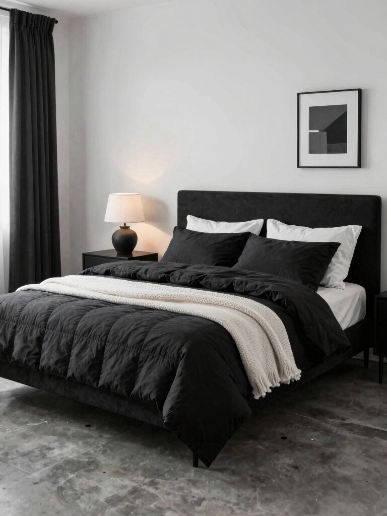 luxe monochrome bedding layers