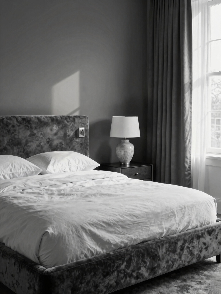 luxe monochrome bedroom planning