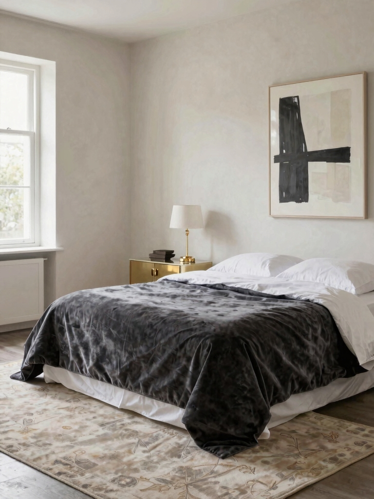 layered textures in a bedroom