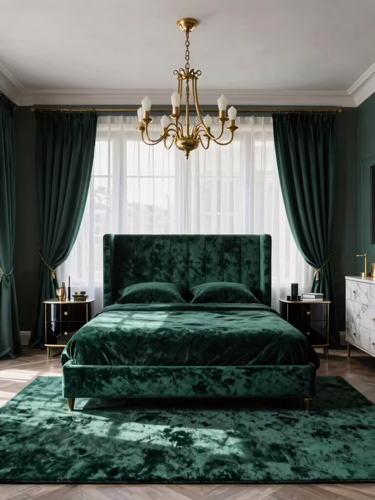 luxurious emerald green bedrooms