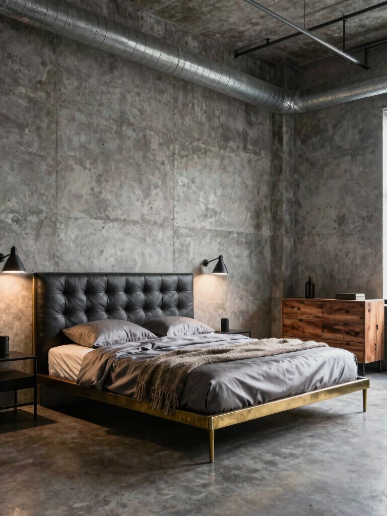 masculine industrial bedroom design