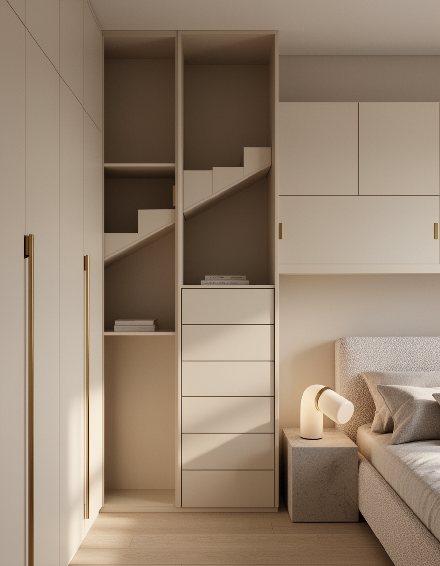 maximize vertical bedroom storage