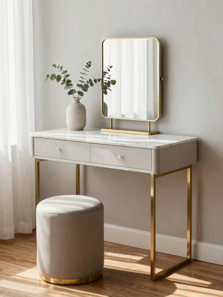 minimalist morning vanity setup