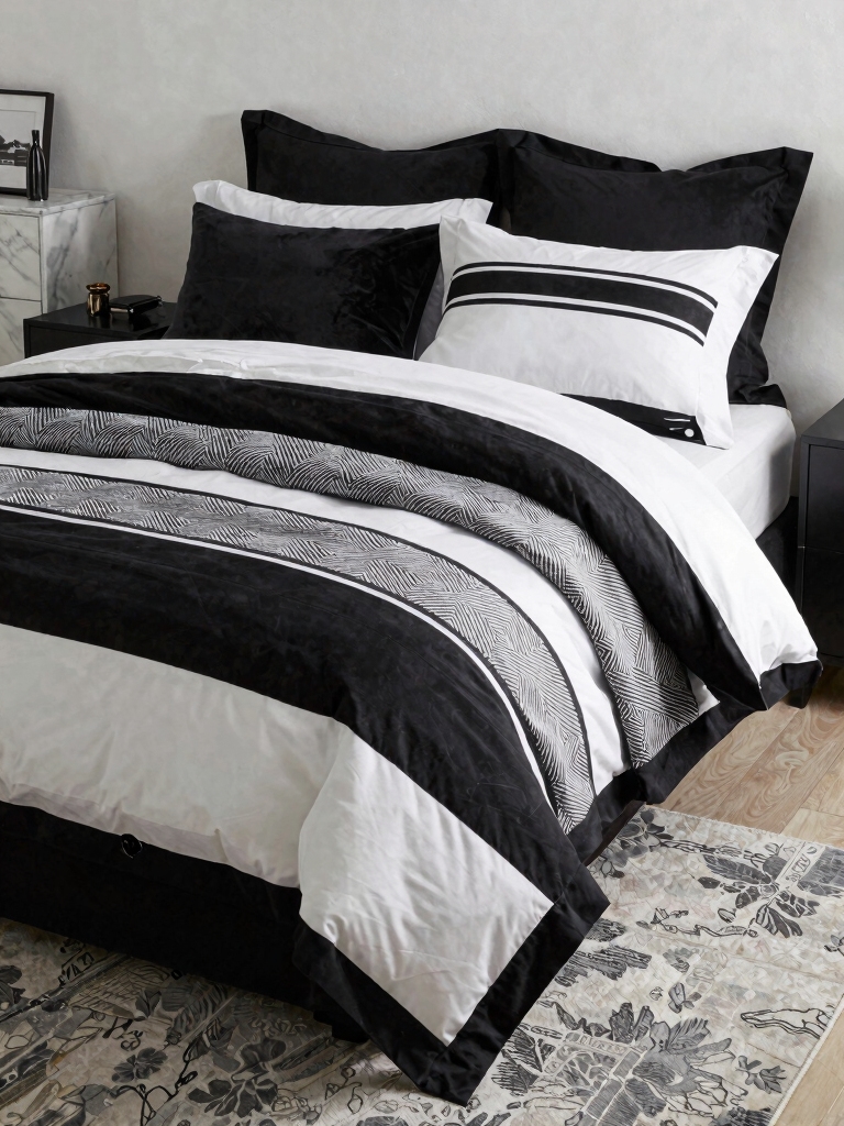 monochrome pattern bedroom elegance