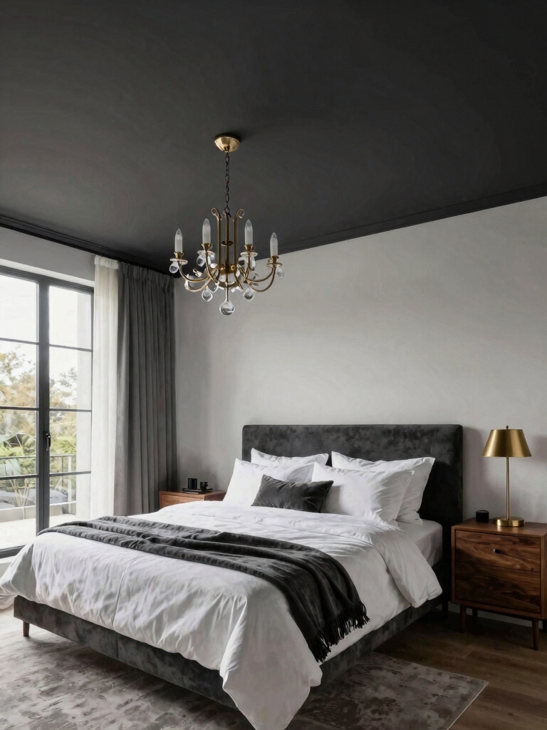 moody charcoal ceiling ambience