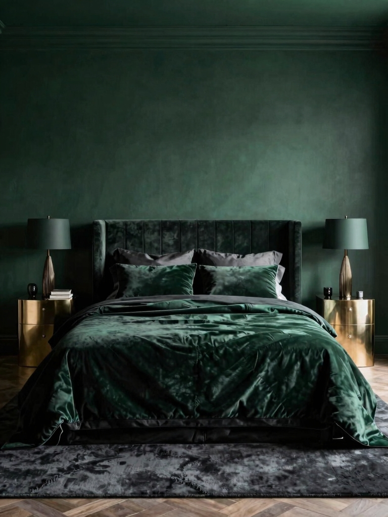 moody dark green bedrooms