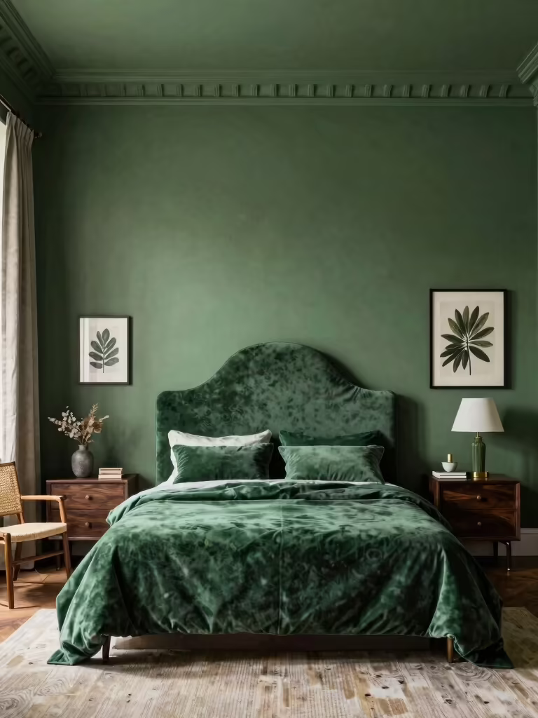 nature inspired green bedroom designs