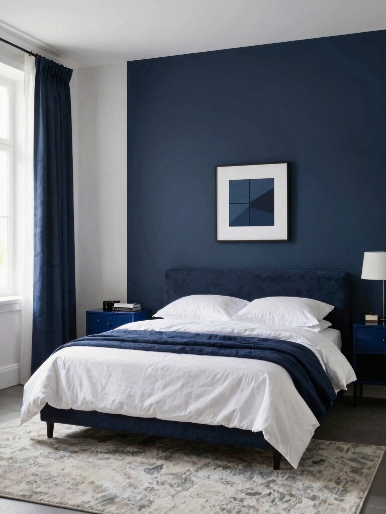 navy accents enhance room design