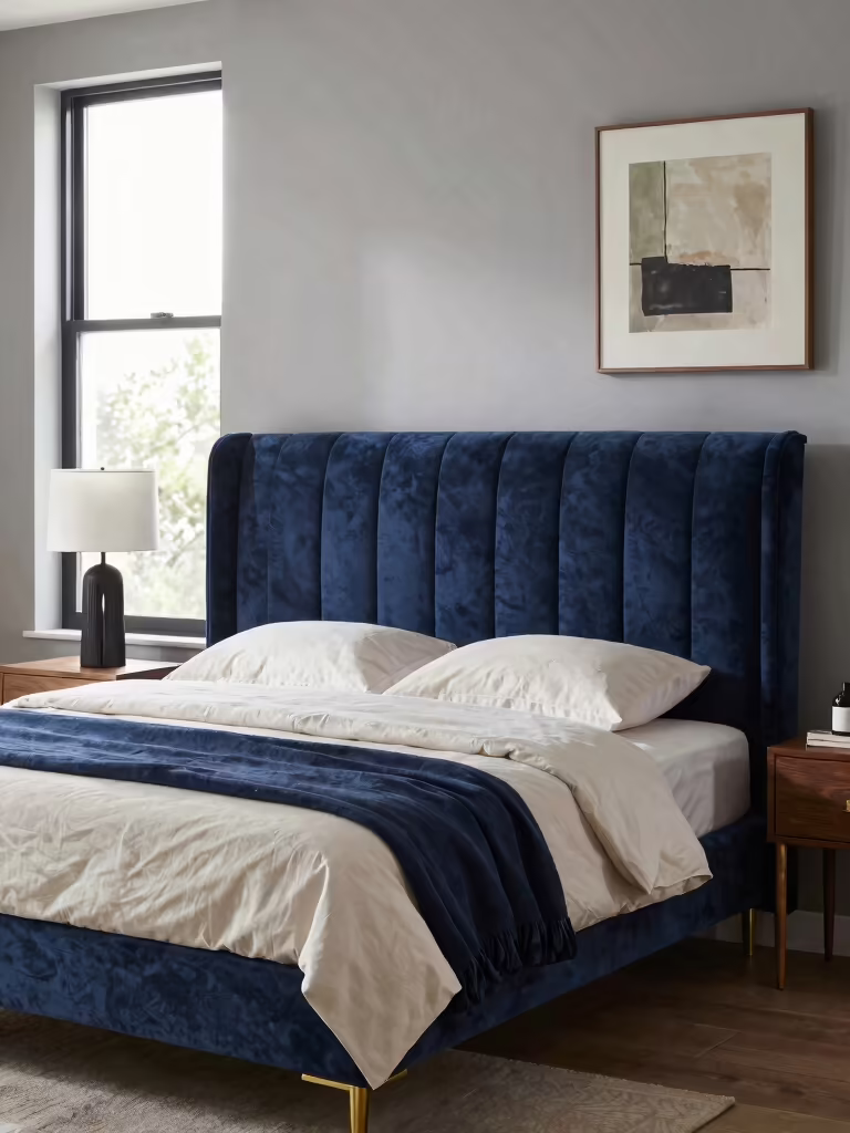 navy blue bedroom inspiration