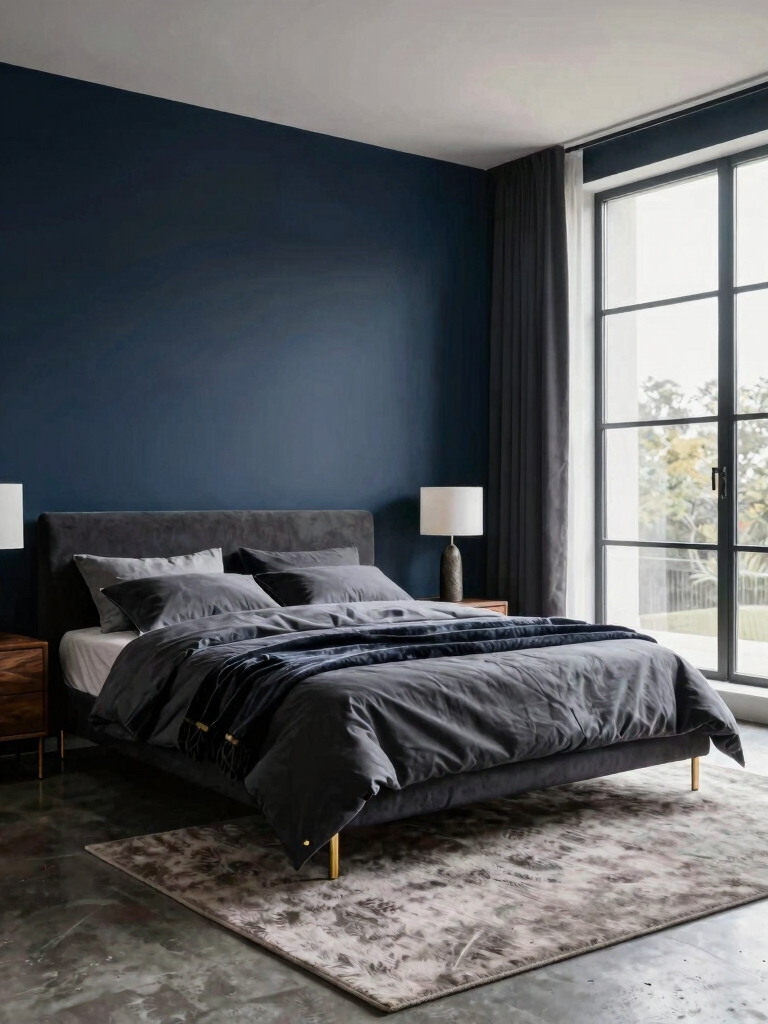 navy walls brass accents