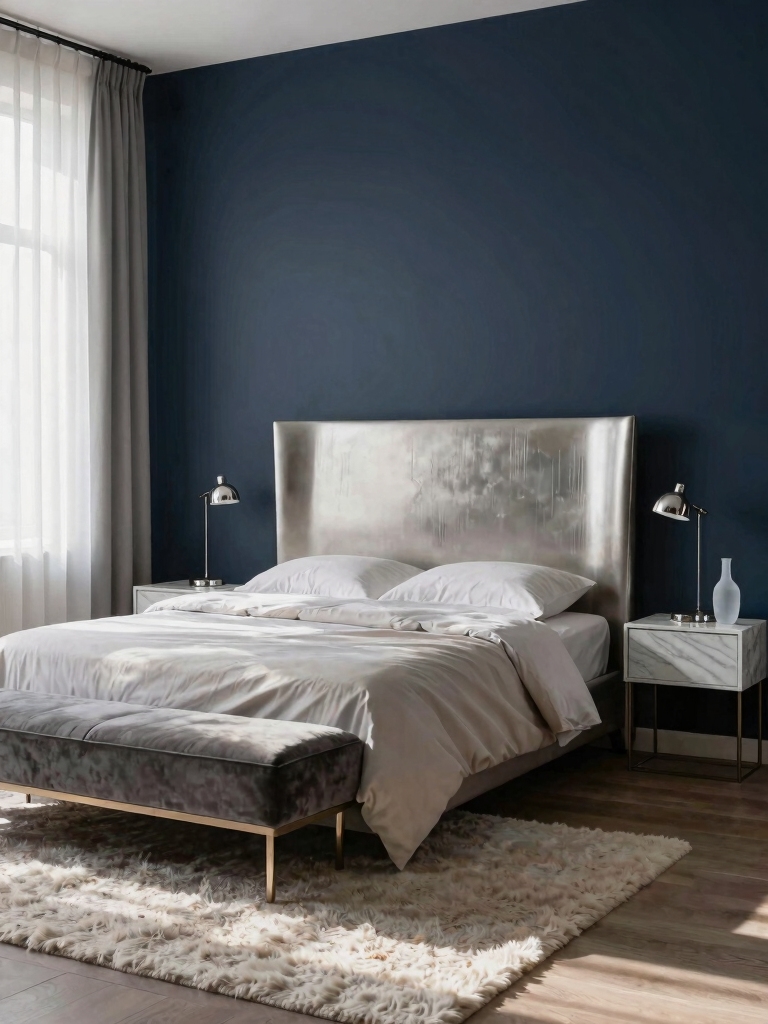 navy walls with neutrals