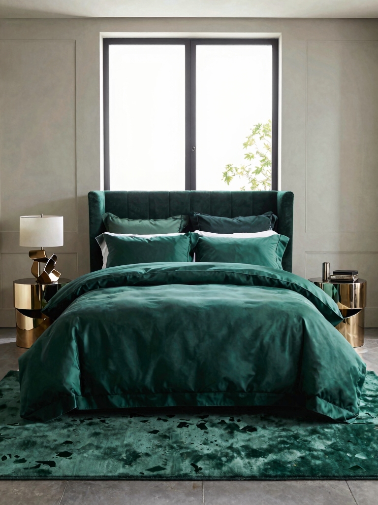 plush emerald bedding elegance