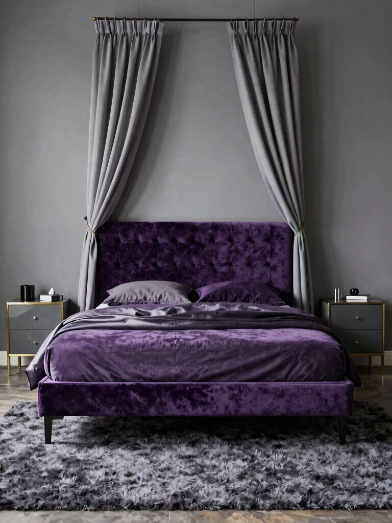 purple and grey bedroom inspiration