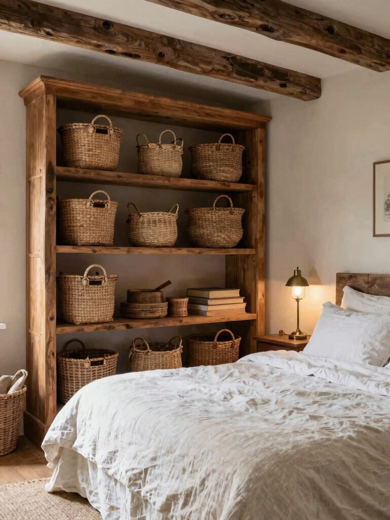 rustic storage enhances warmth