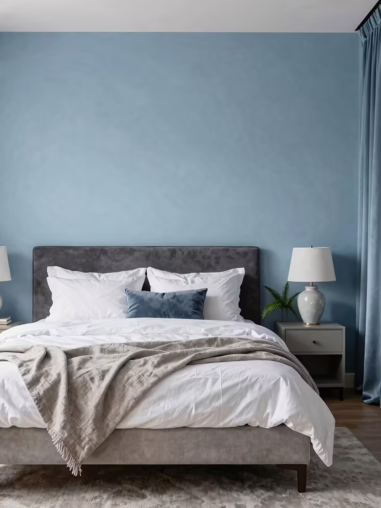 serene blue bedroom aesthetics