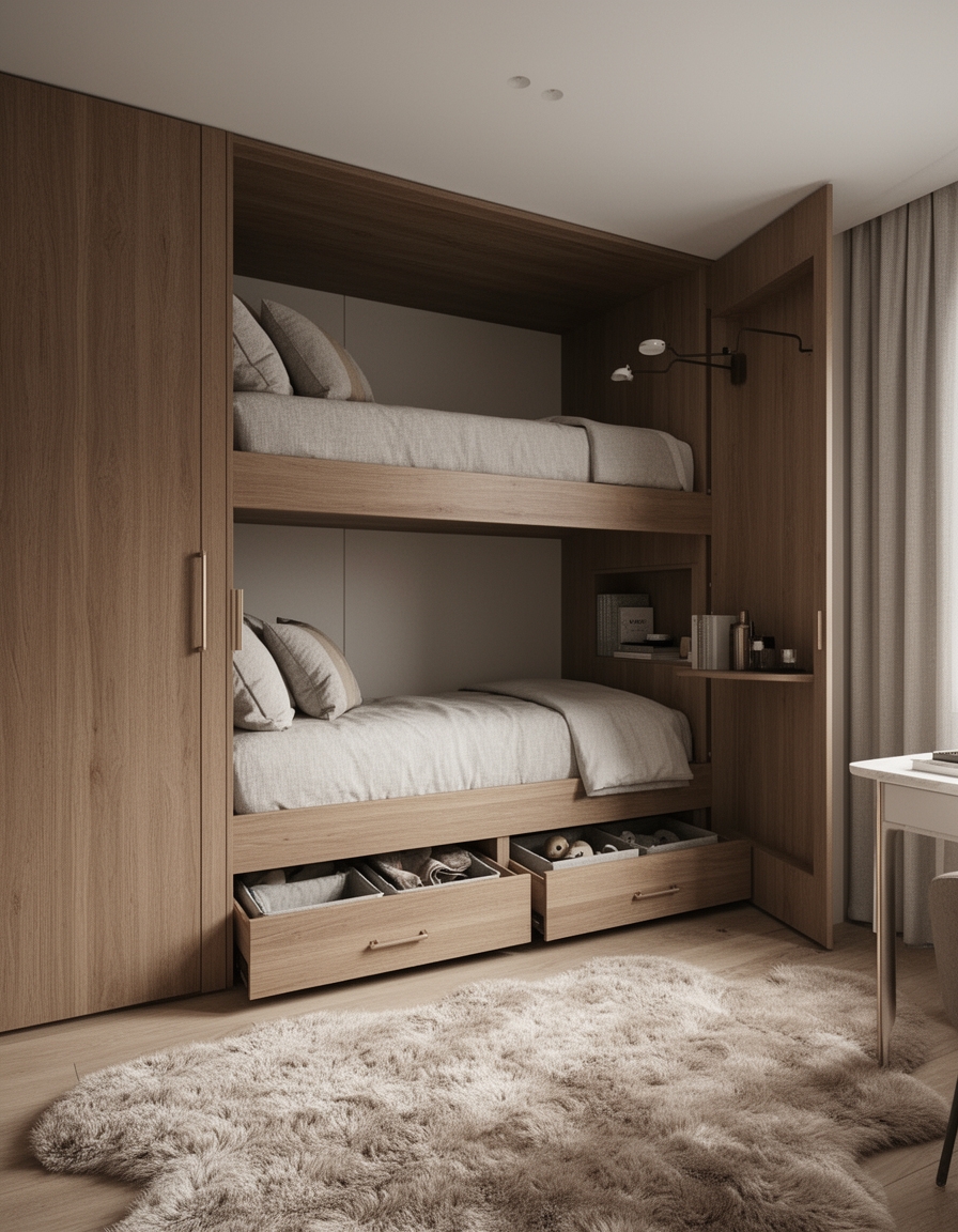 space saving bunk bed storage