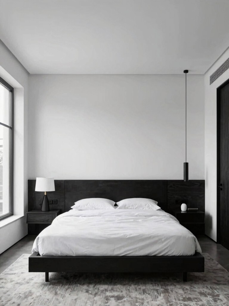 spacious black and white decor