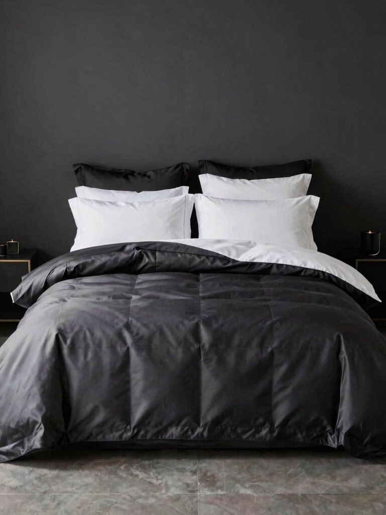 textured black and white bedding