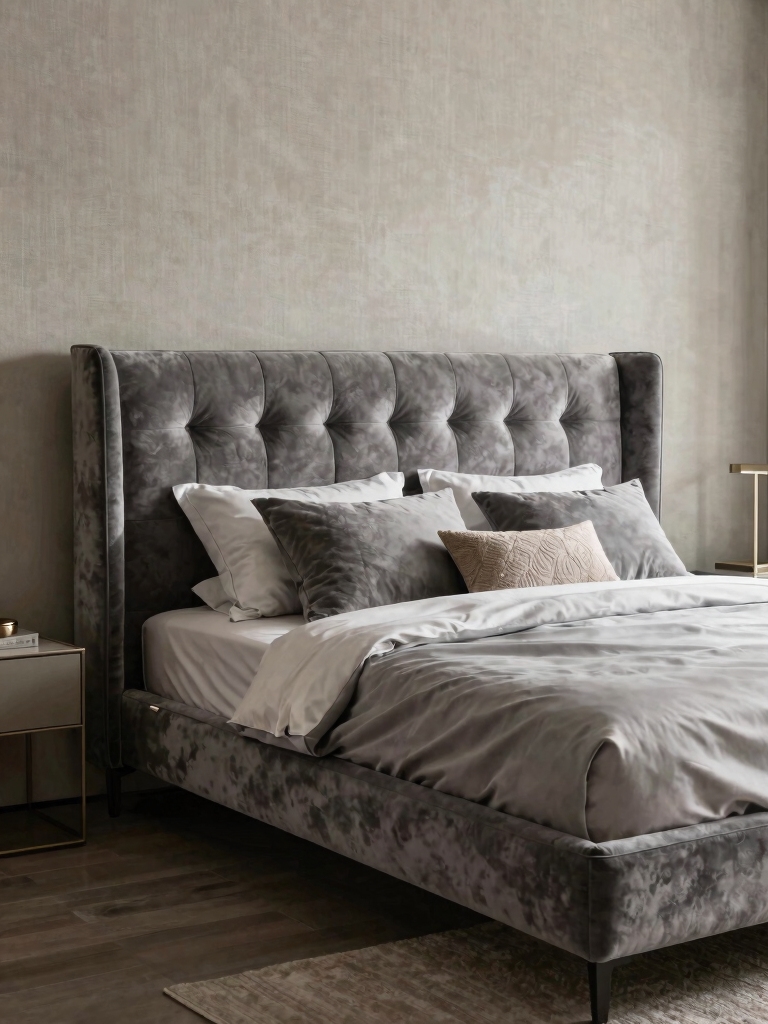 textured grey headboard elegance