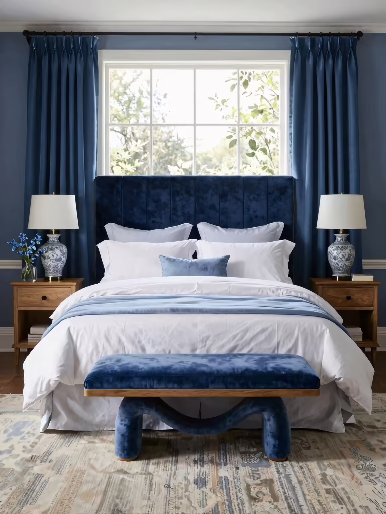 trendy blue bedroom inspiration