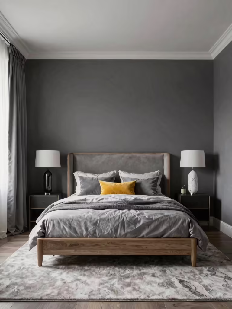 vibrant accents in grey